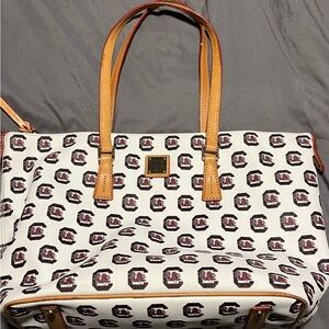 Dooney & Bourke Patterned Tote with Tan Accents